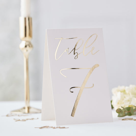 Gold Foiled Wedding Table Numbers 1-12