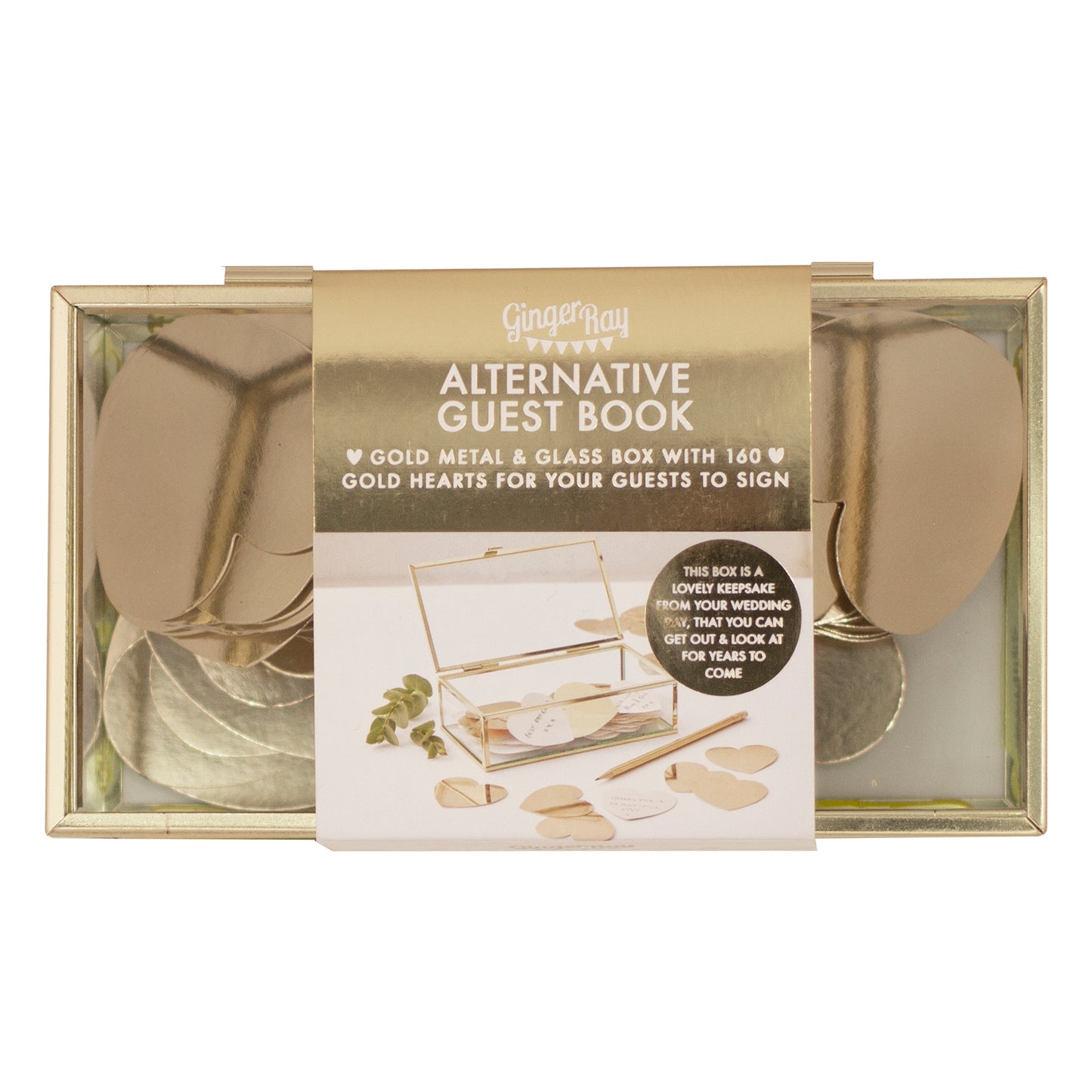 Gold Glass Trinket Wedding Guest Book Box