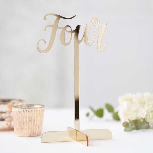Gold Acrylic Wedding Table Numbers 1-12