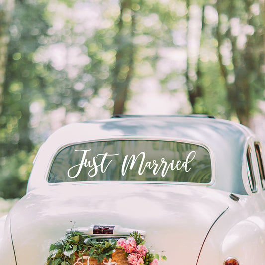 Just Married Car Window Sticker