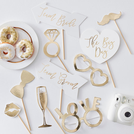 Gold Wedding Photo Booth Props