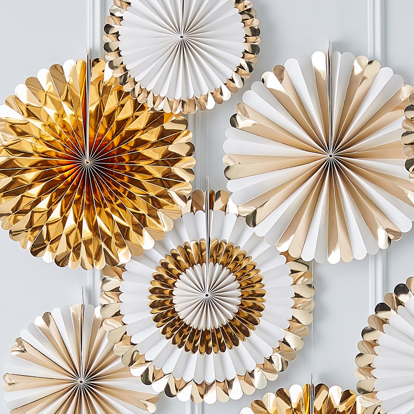 Gold Paper Fan Decorations Backdrop Kit