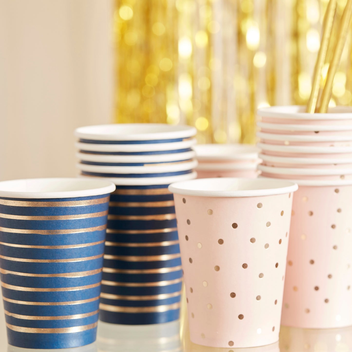 Gold Foiled Pink And Navy Mixed Baby Shower Cups