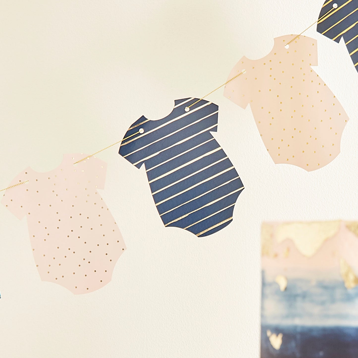 Gold Foiled Pink & Navy Baby Grow Baby Shower Banner
