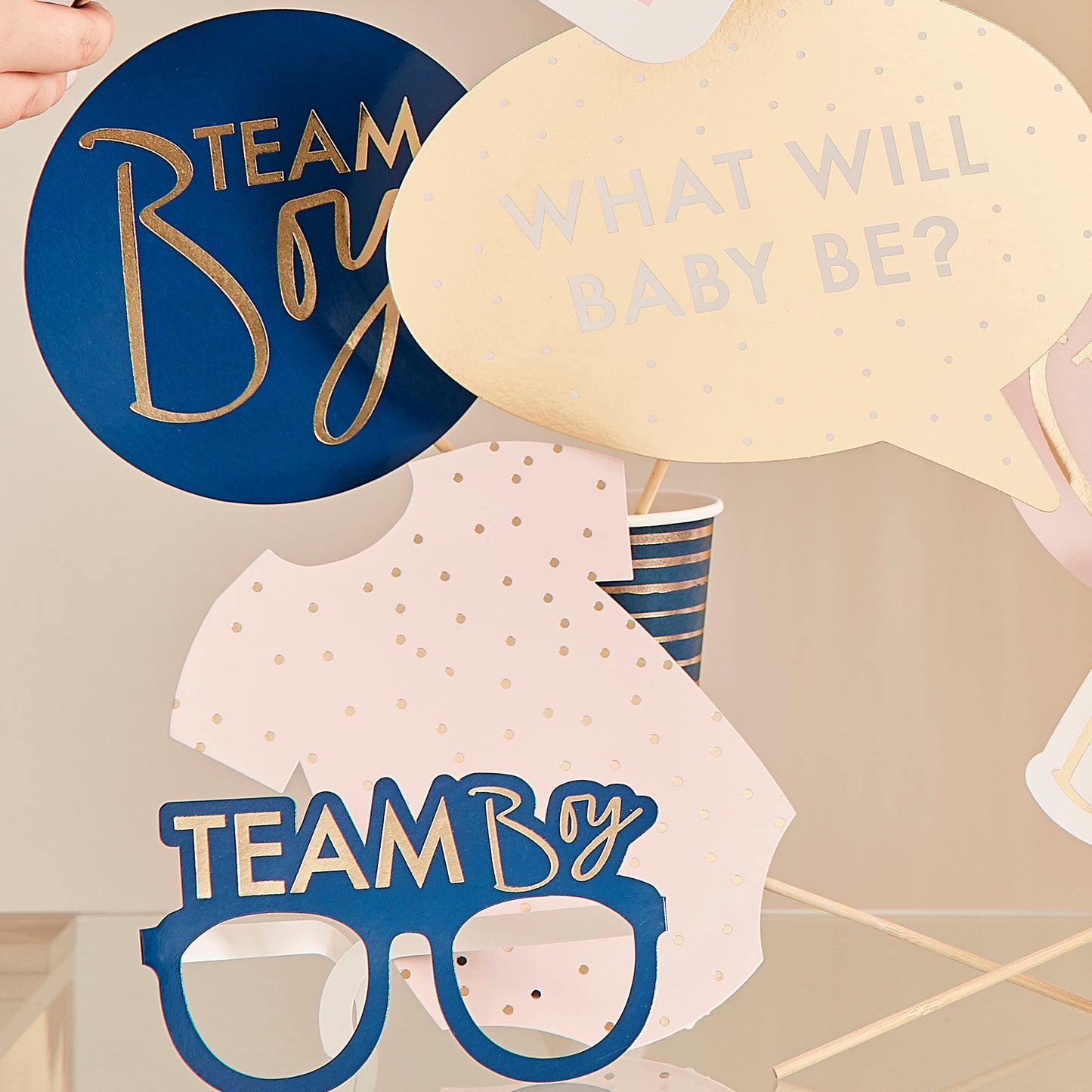 Gold Foiled Gender Reveal Party Photo Booth Props