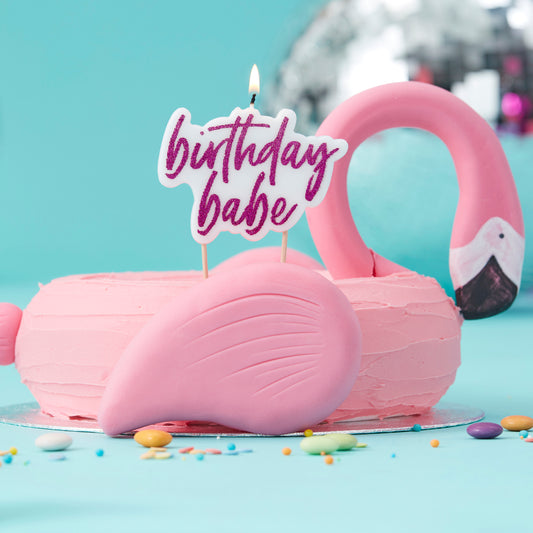 Hot Pink Glitter Birthday Babe Candle