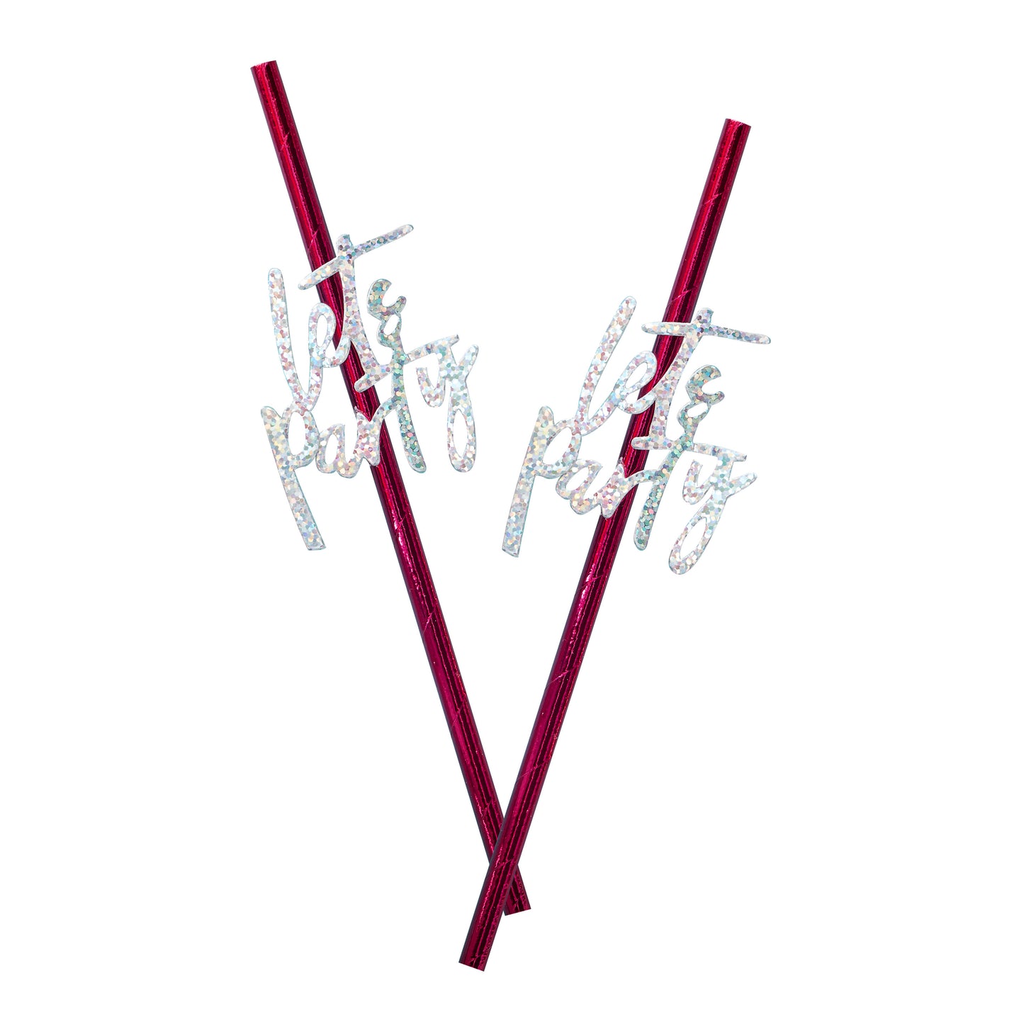 Hot Pink Foiled Lets Party Paper Straws