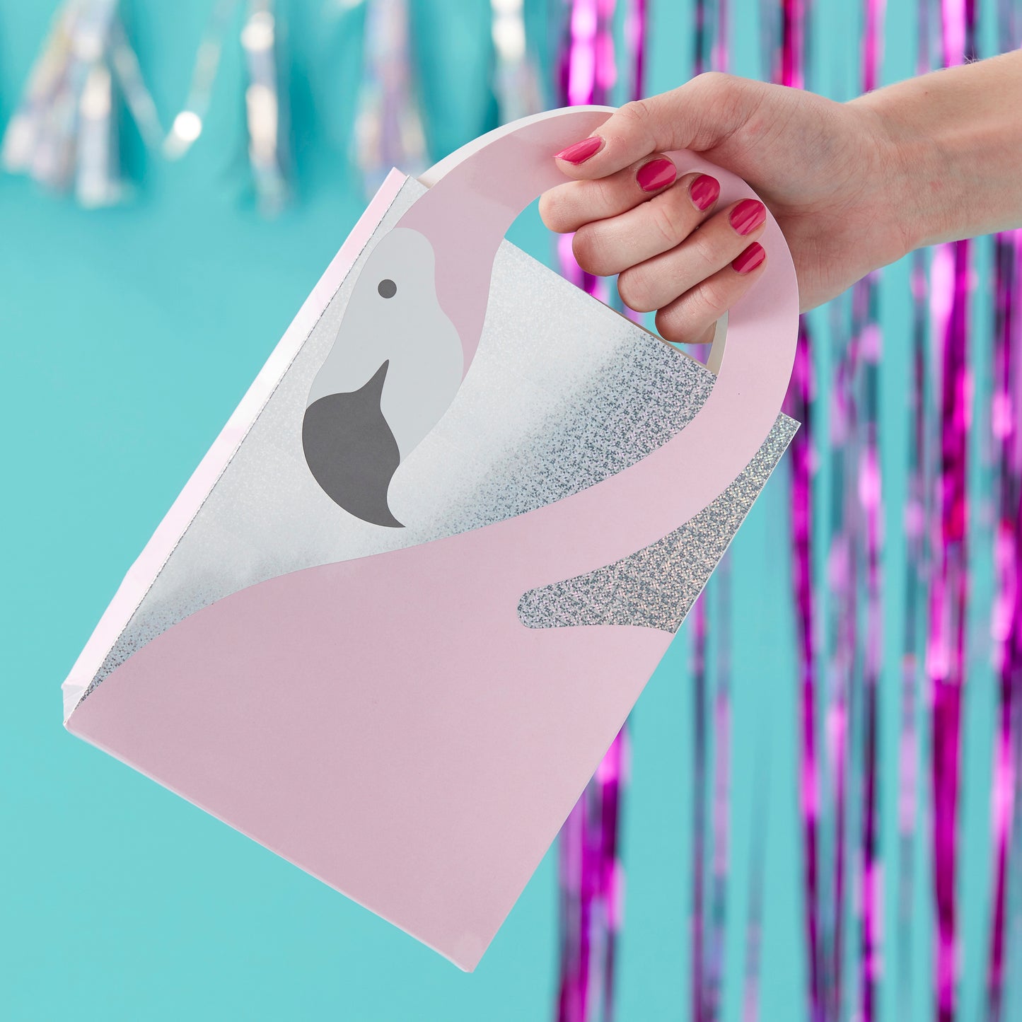 Flamingo Shaped Handle Party Bags - Good Vibes
