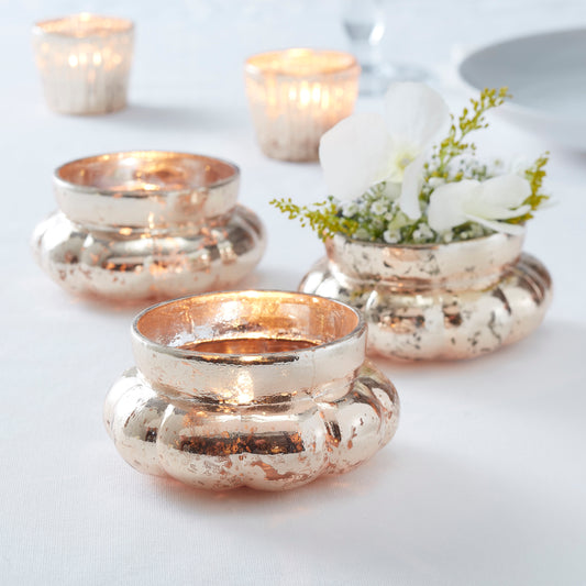 Gold Large Frosted Tealight Holder- Glassware