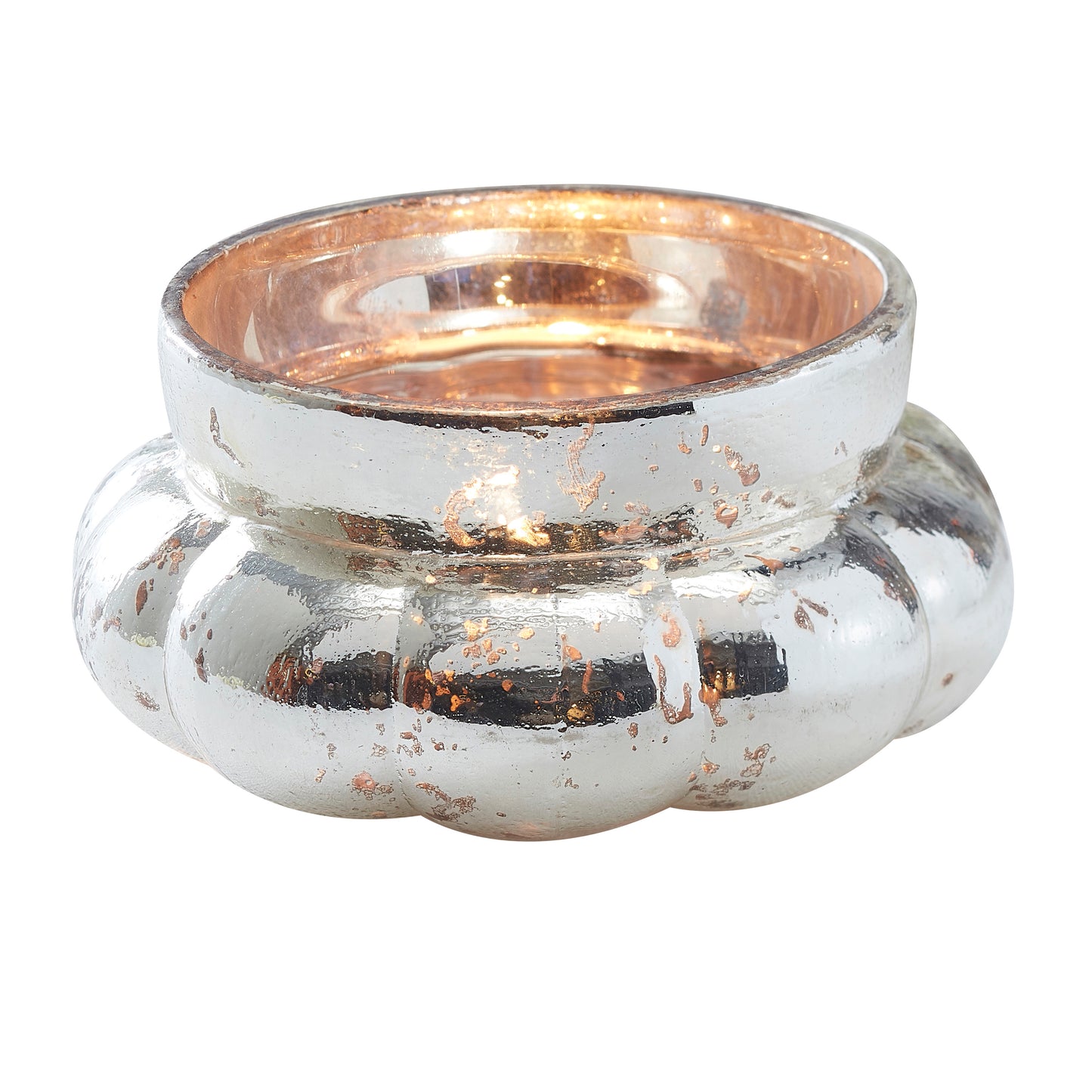 Silver Large Frosted Tealight Holder- Glassware