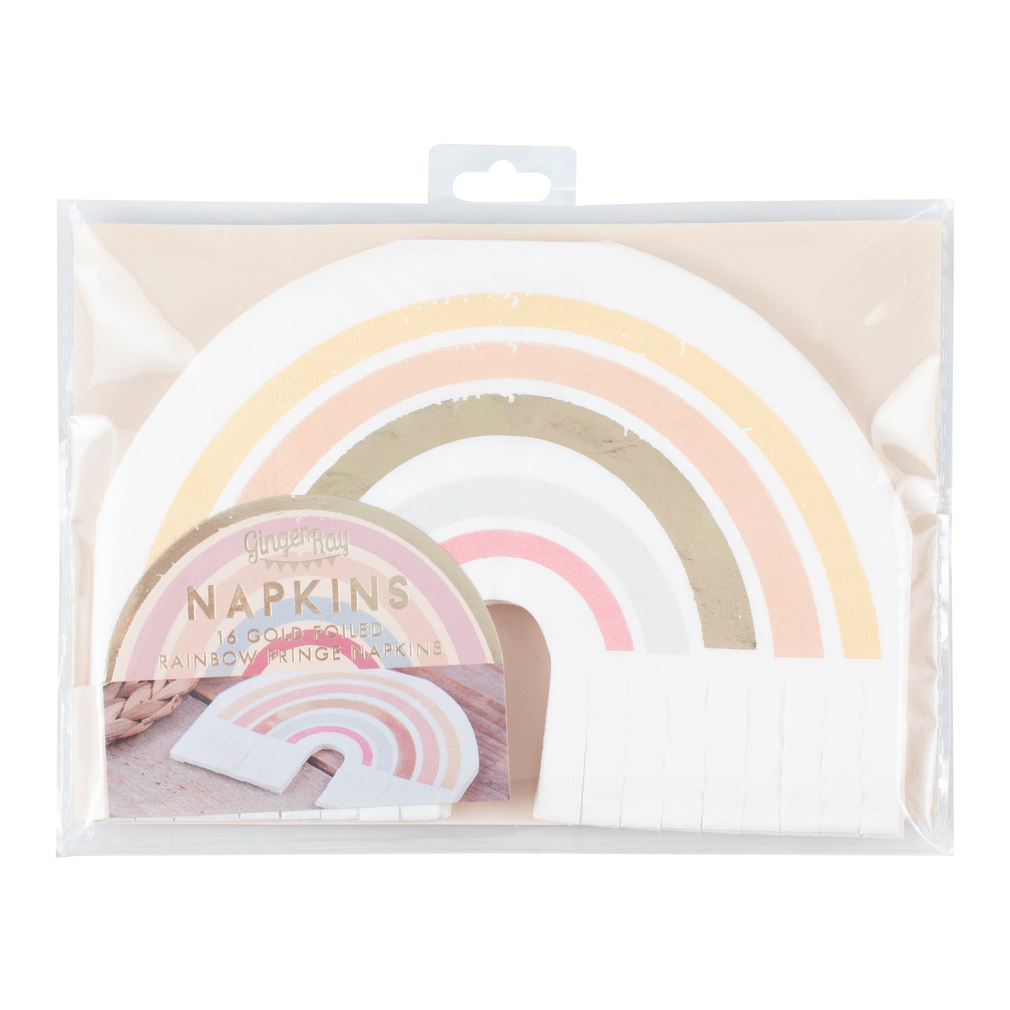 Gold Foiled Natural Rainbow Fringe Napkins