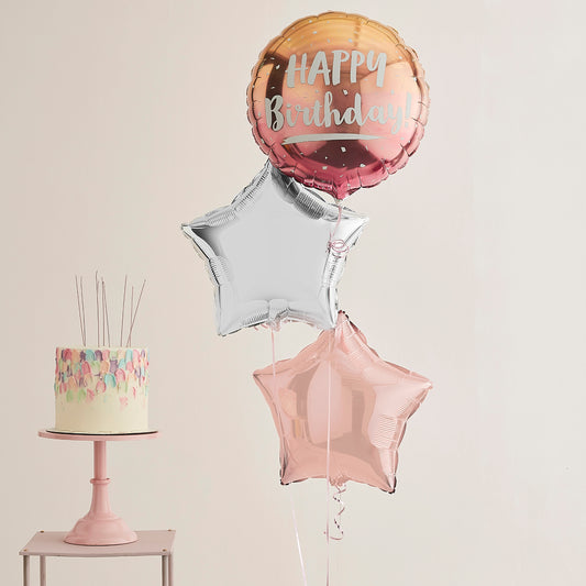 Rose Gold Happy Birthday Helium Balloons Delivered
