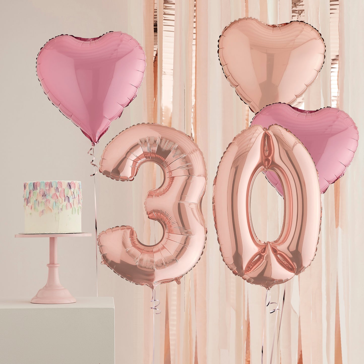 30th Birthday Rose Gold Helium Deluxe Bunch Balloons Delivered