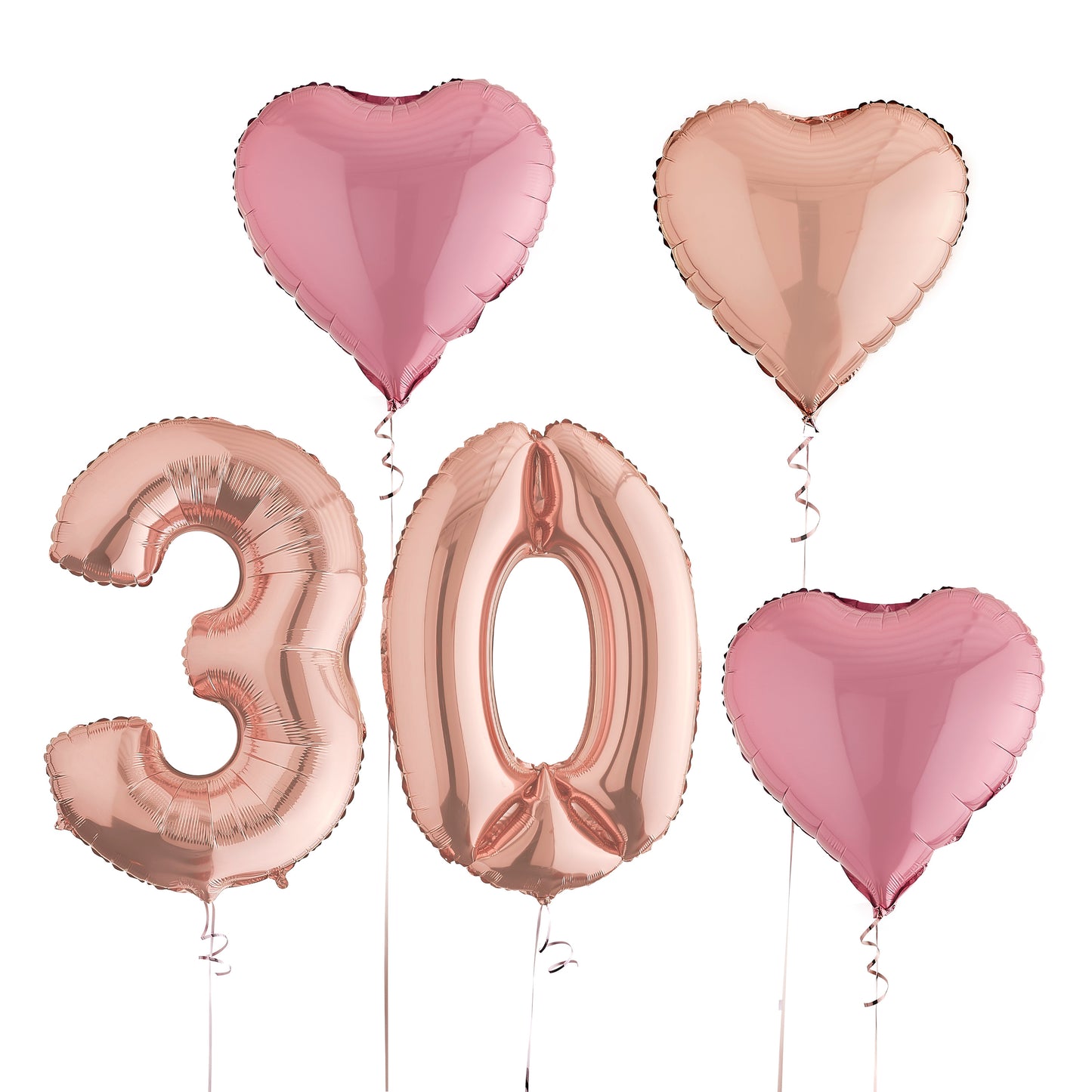 30th Birthday Rose Gold Helium Deluxe Bunch Balloons Delivered