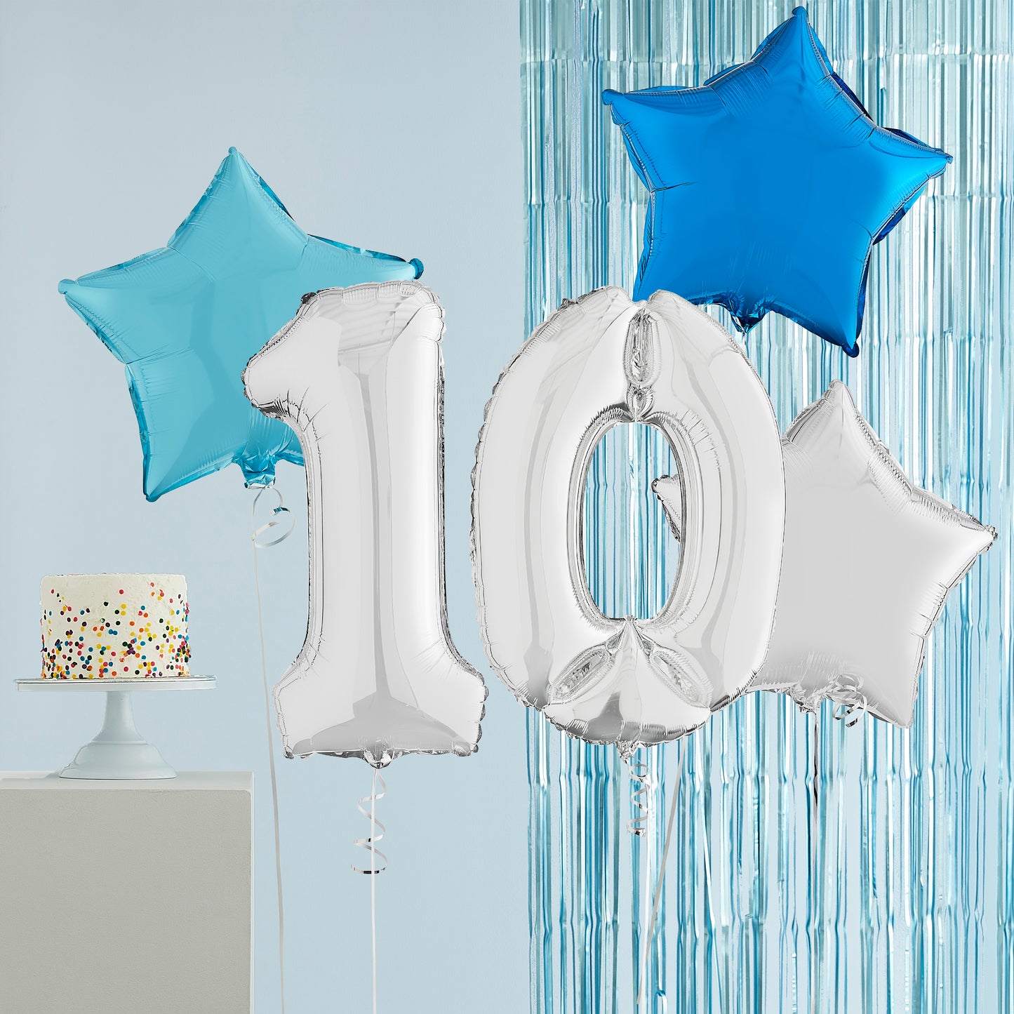 10th Birthday Silver Helium Deluxe Bunch Balloons Delivered