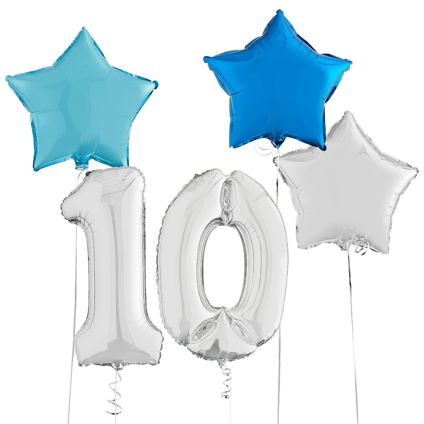 10th Birthday Silver Helium Deluxe Bunch Balloons Delivered