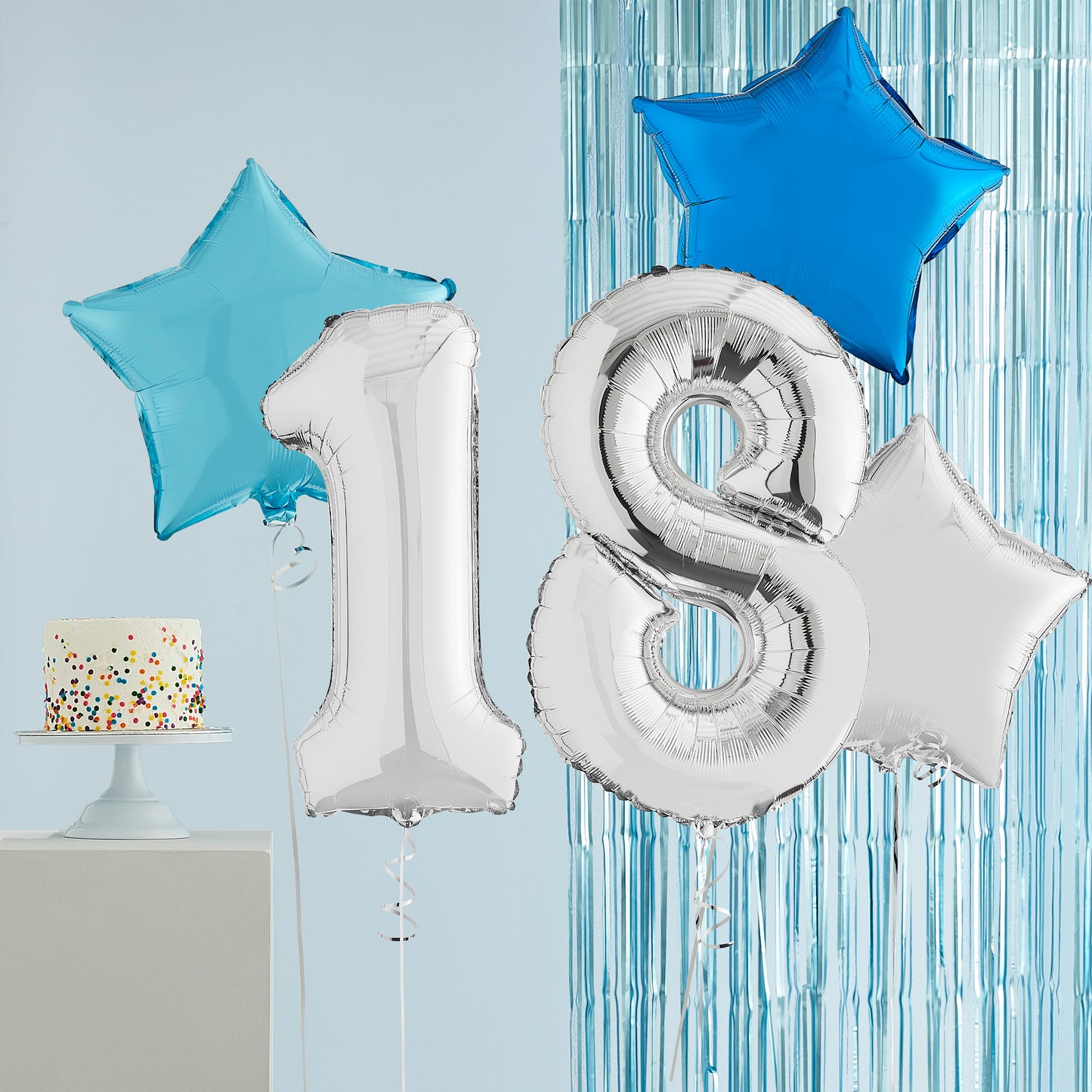 18th Birthday Silver Helium Deluxe Bunch Balloons Delivered