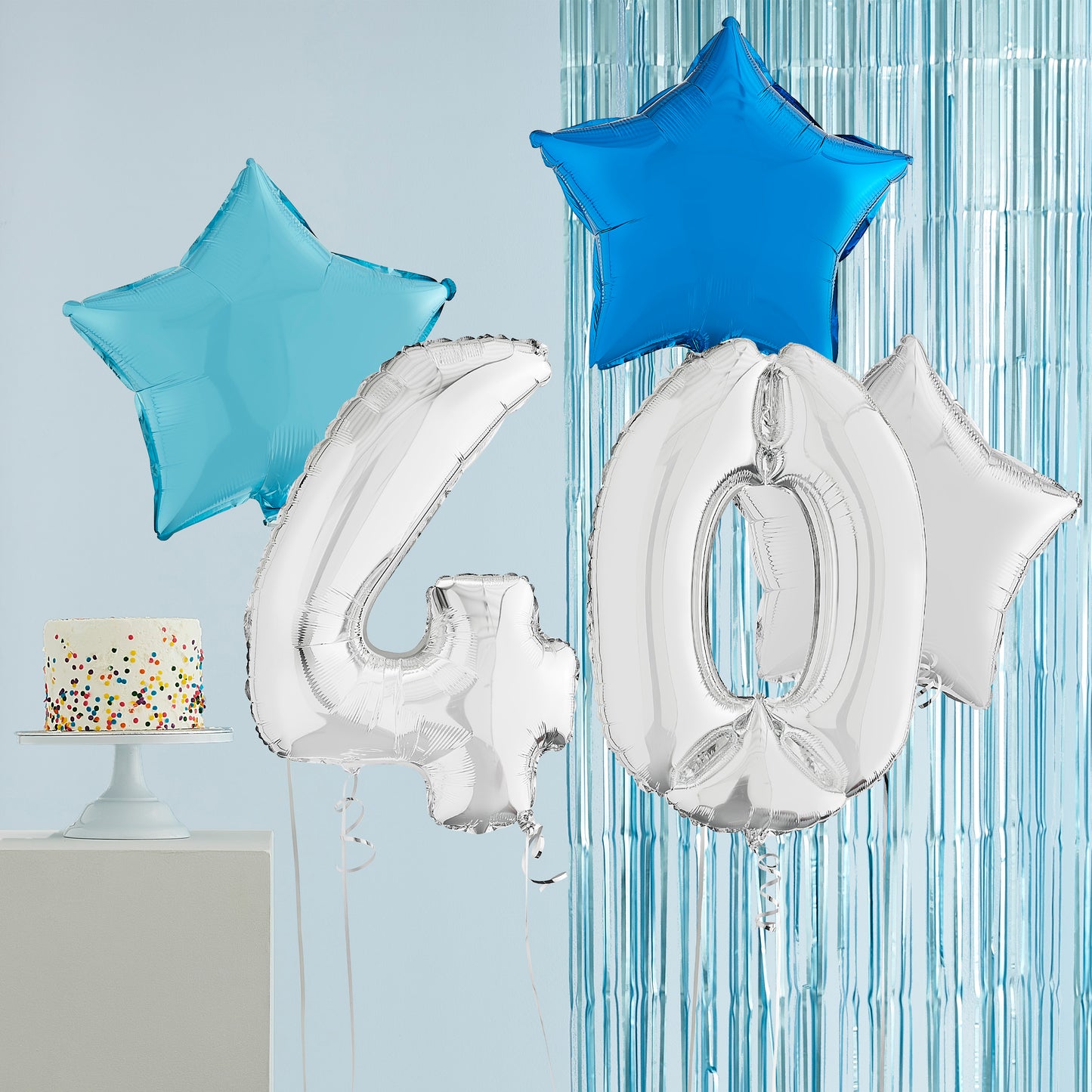 40th Birthday Silver Helium Deluxe Bunch Balloons Delivered