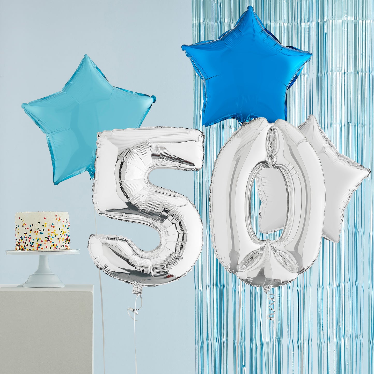 50th Birthday Silver Helium Deluxe Bunch Balloons Delivered