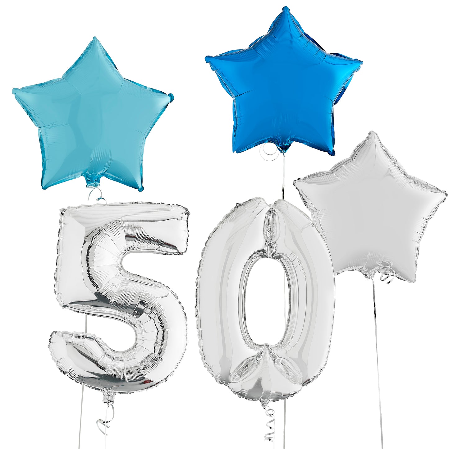 50th Birthday Silver Helium Deluxe Bunch Balloons Delivered