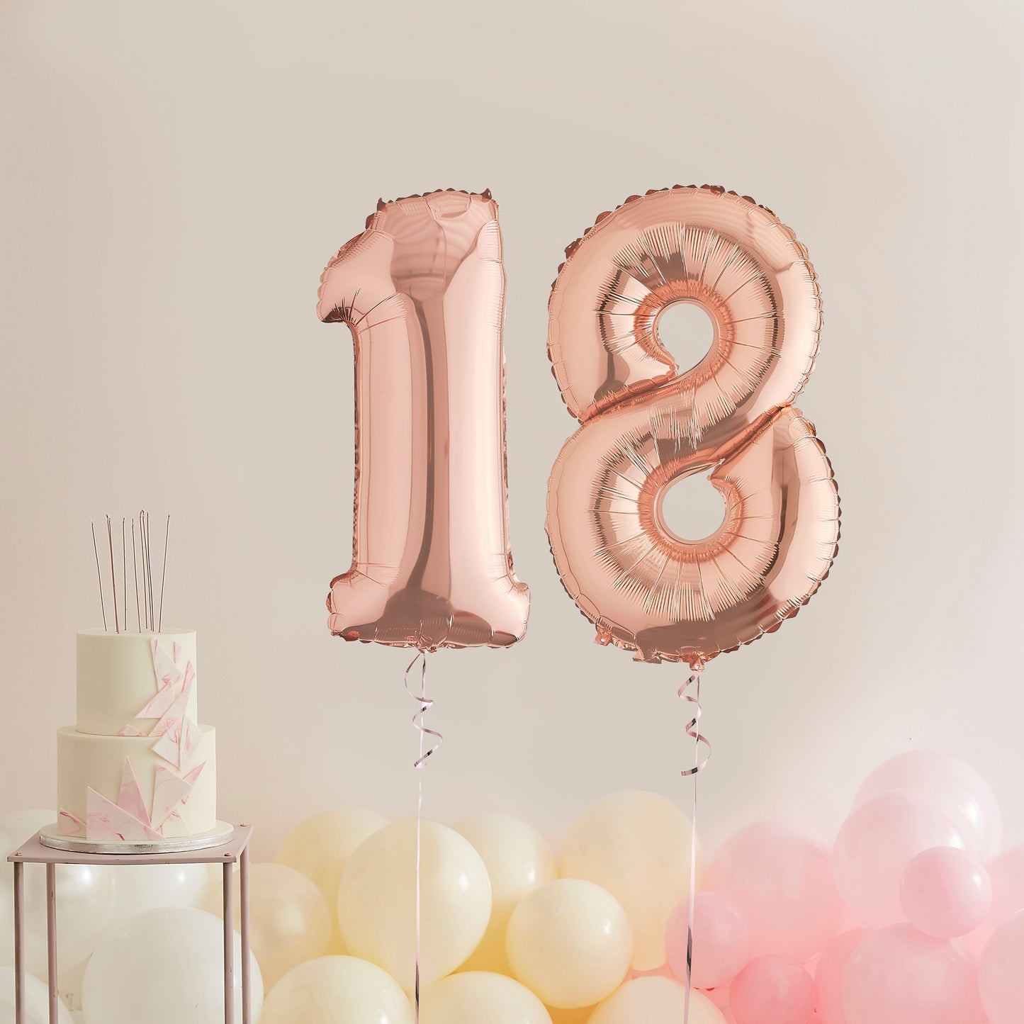 Rose Gold 18th Birthday Helium Balloons Delivered