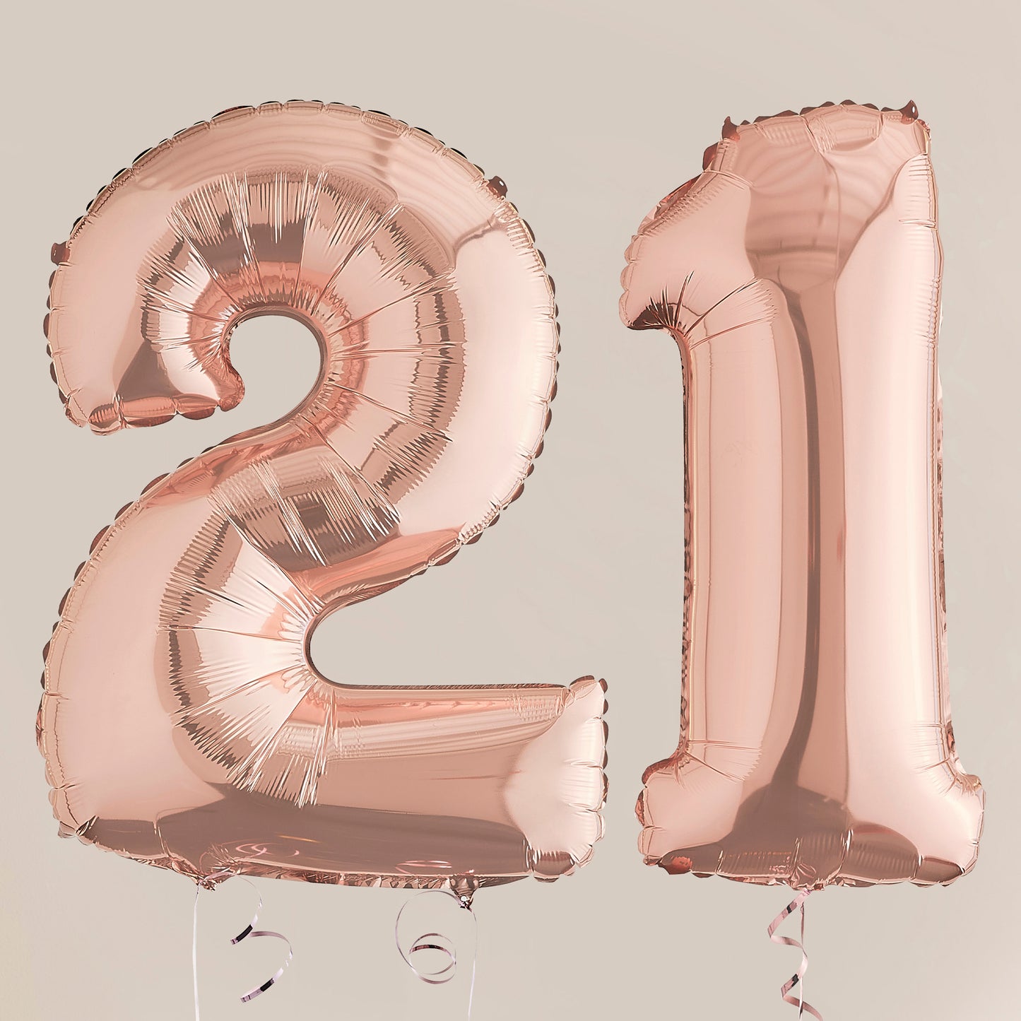 Rose Gold 21st Birthday Helium Balloons Delivered