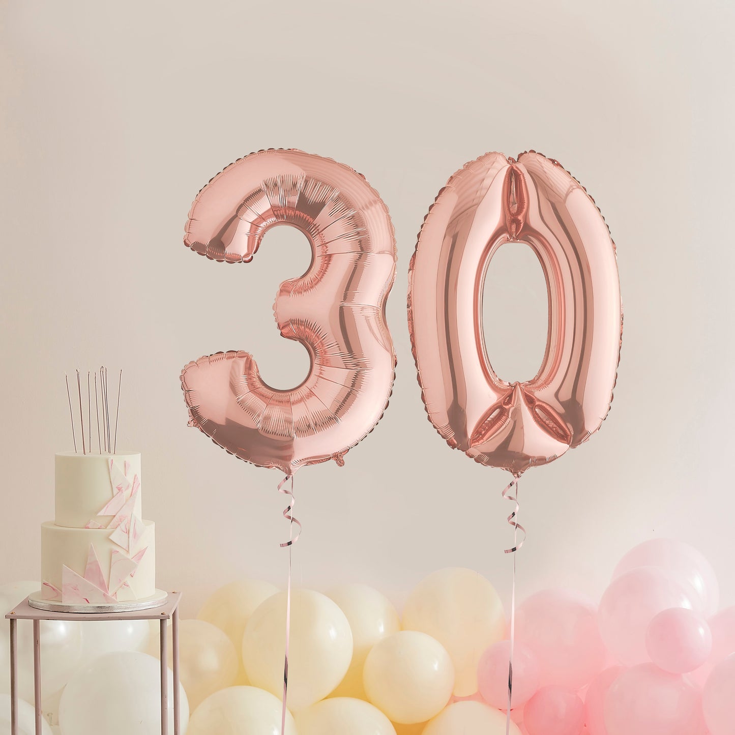 Rose Gold 30th Birthday Helium Balloons Delivered