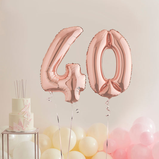 Rose Gold 40th Birthday Helium Balloons Delivered