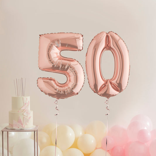 Rose Gold 50th Birthday Helium Balloons Delivered