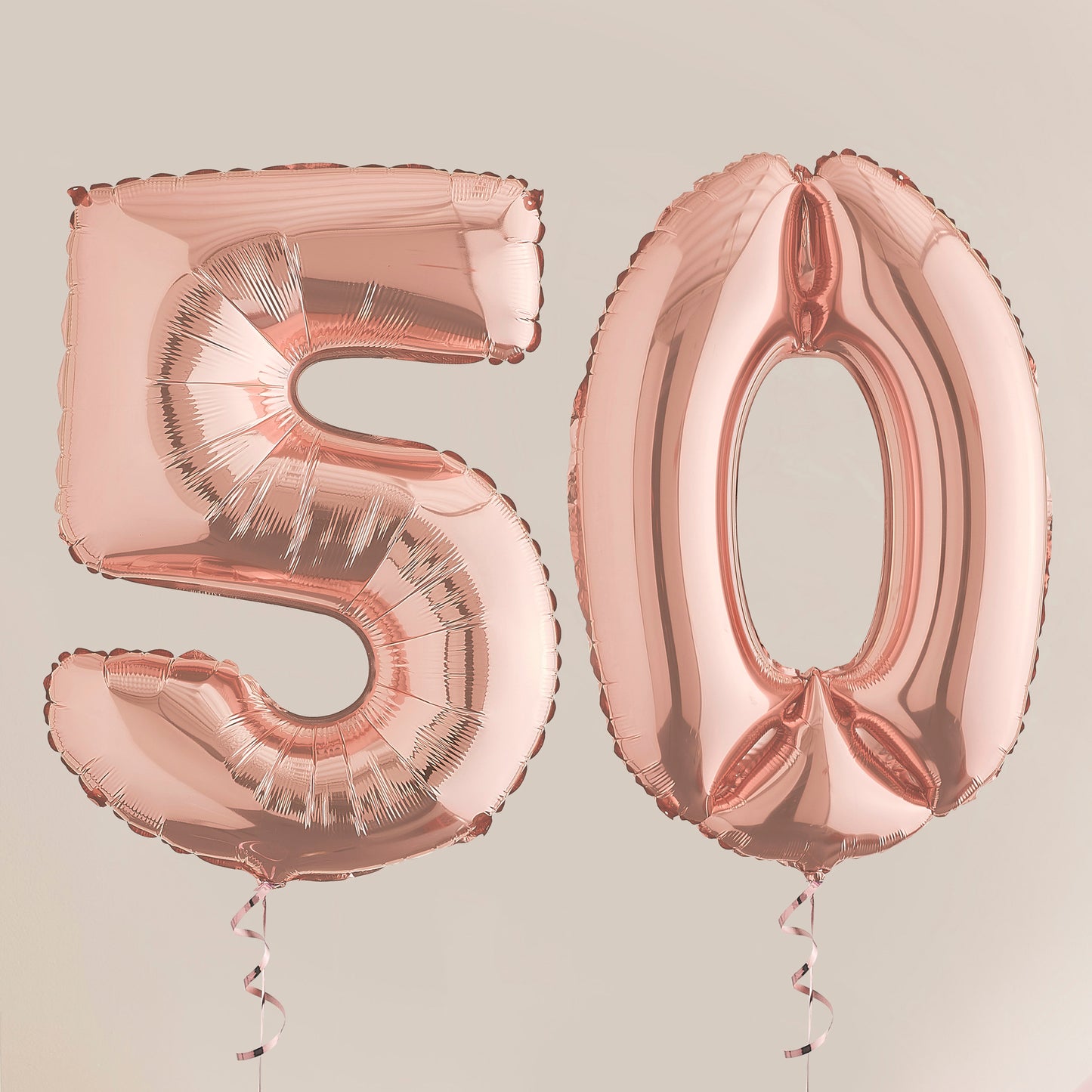 Rose Gold 50th Birthday Helium Balloons Delivered