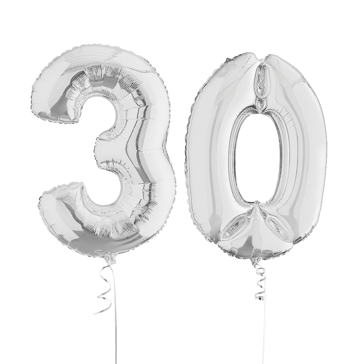 Silver 30th Birthday Helium Balloons Delivered