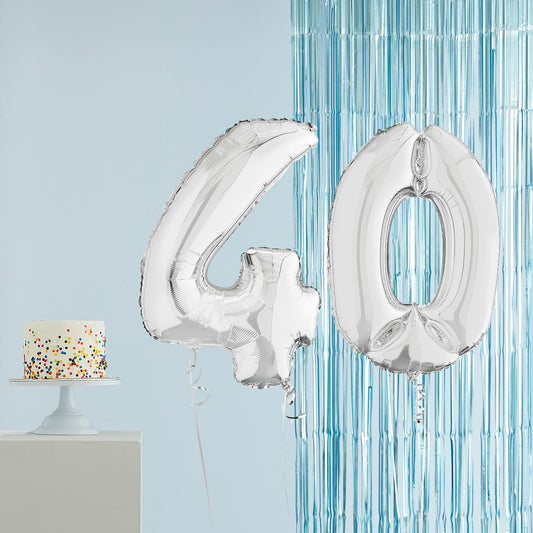 Silver 40th Birthday Helium Balloons Delivered
