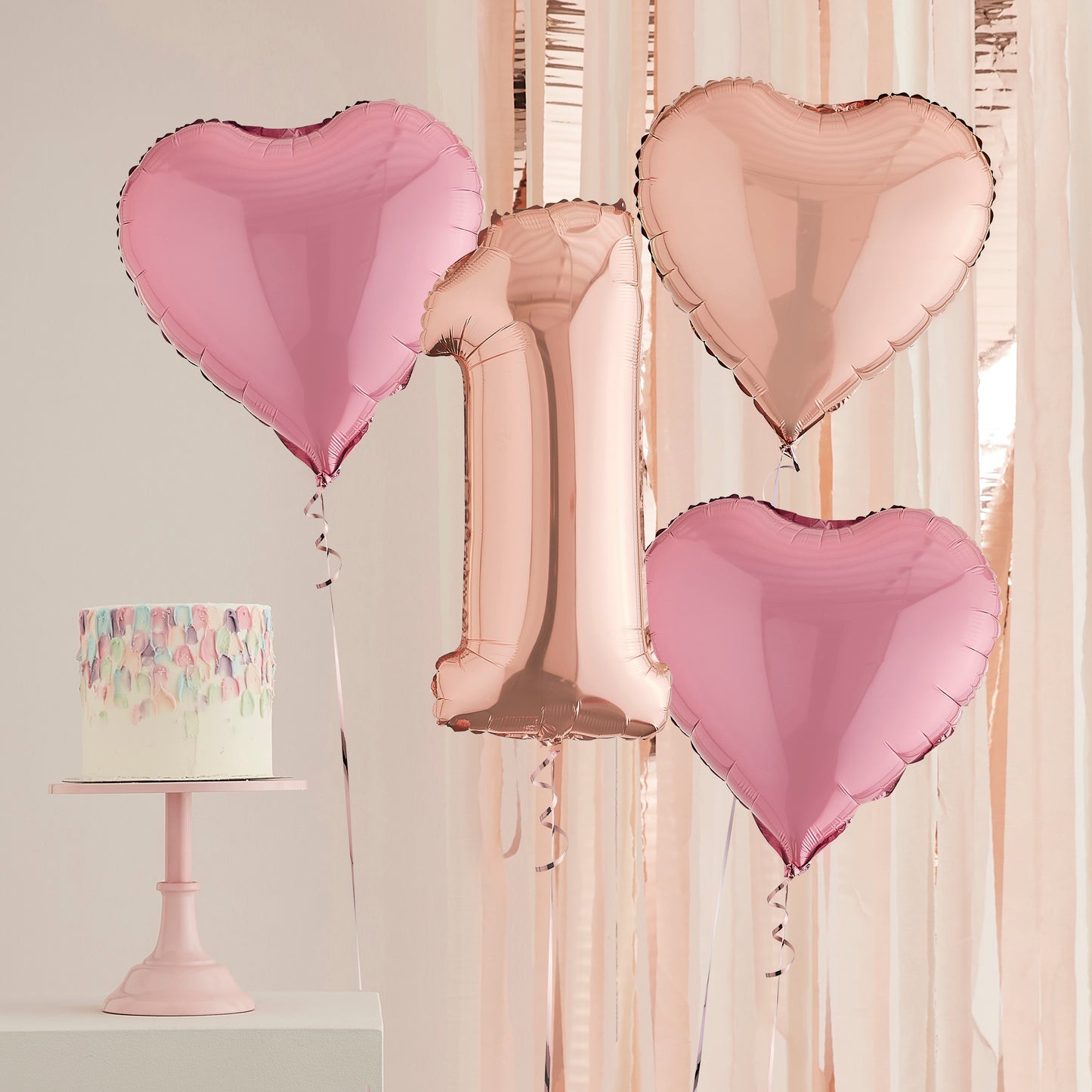 1st Birthday Rose Gold Helium Balloons Delivered