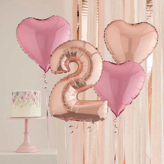 2nd Birthday Rose Gold Helium Balloons Delivered