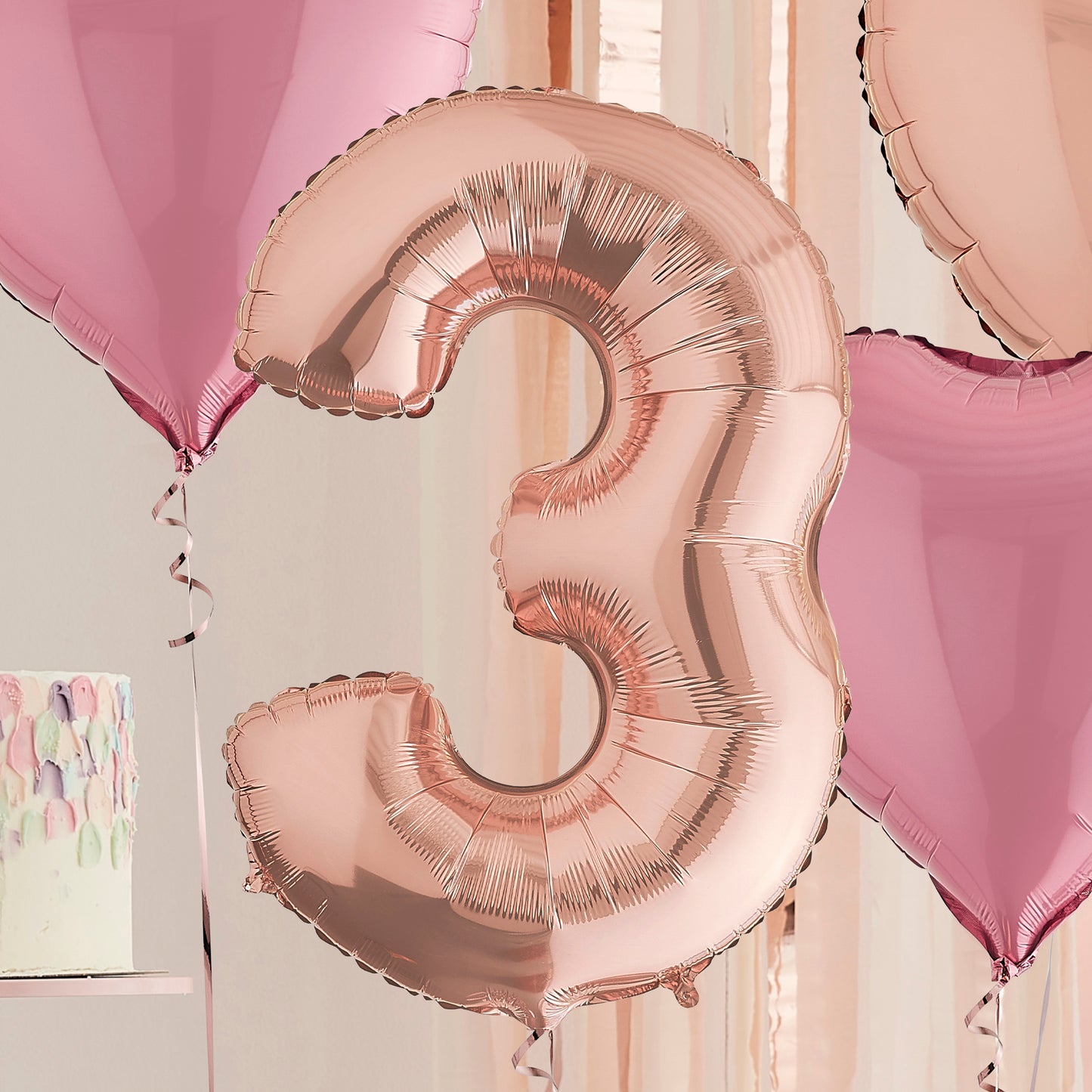 3rd Birthday Rose Gold Helium Balloons Delivered
