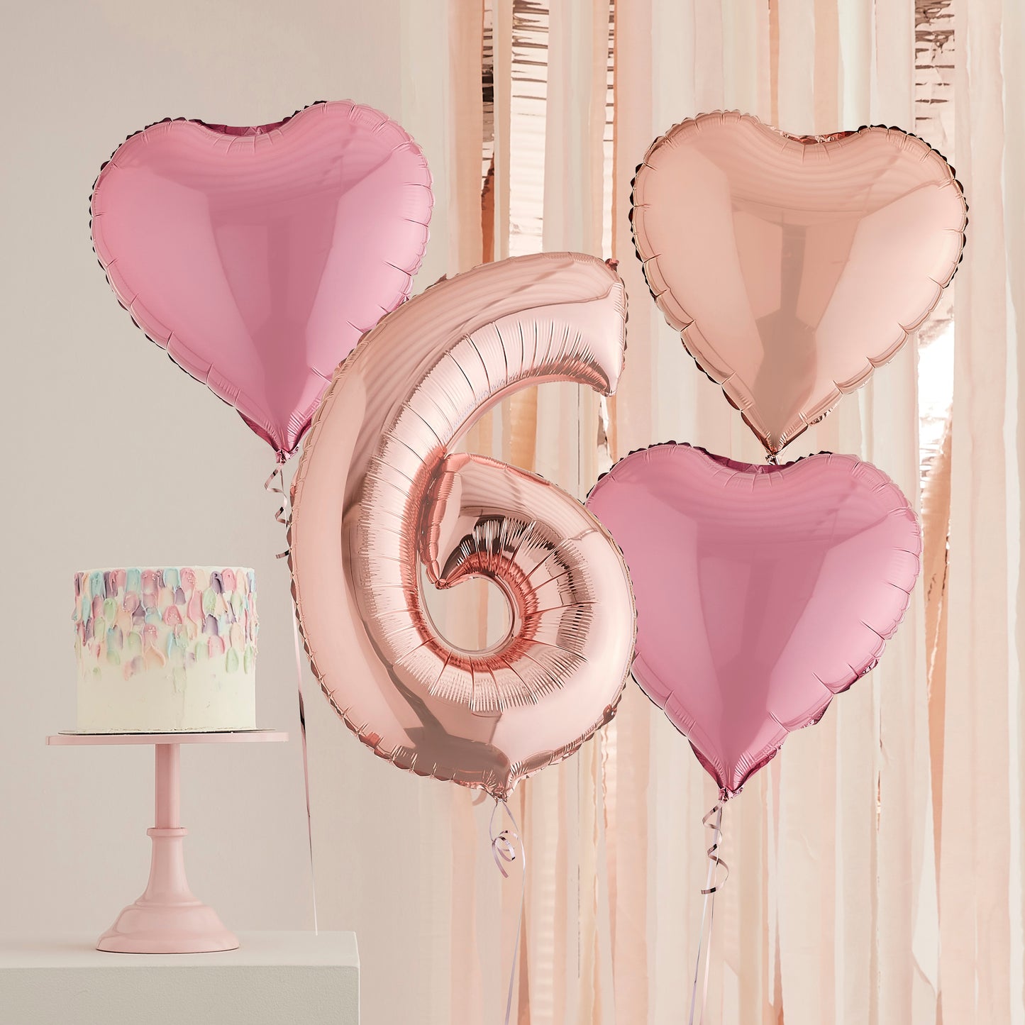 6th Birthday Rose Gold Helium Balloons Delivered