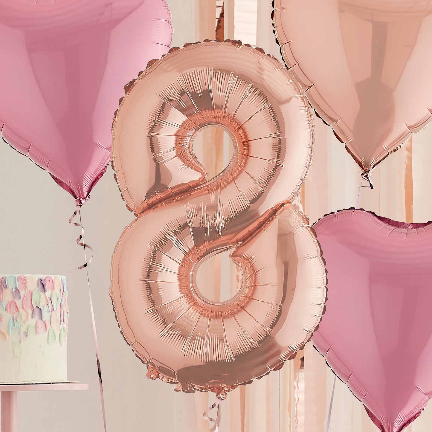 8th Birthday Rose Gold Helium Balloons Delivered