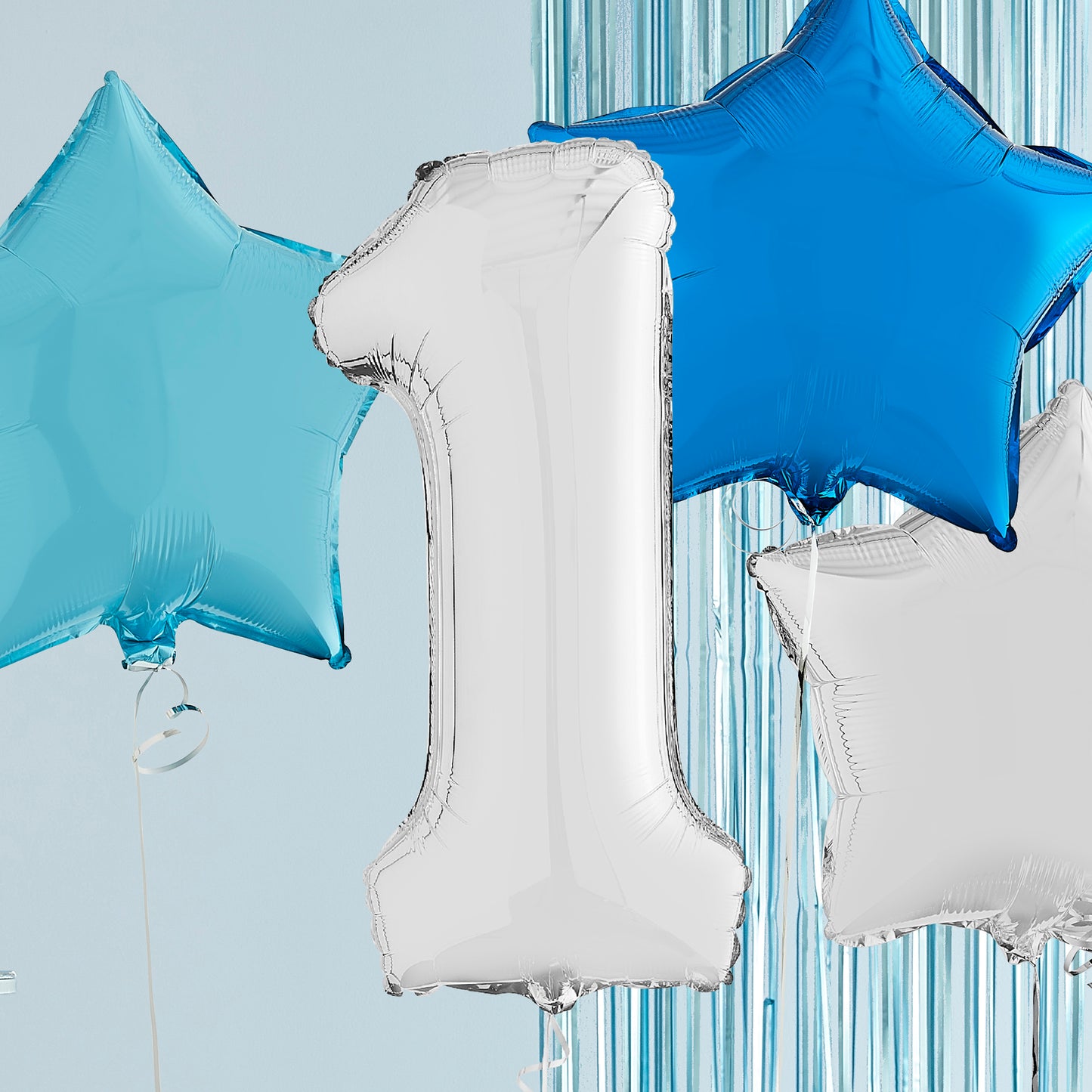 1st Birthday Silver Helium Balloons Deluxe Bunch Delivered