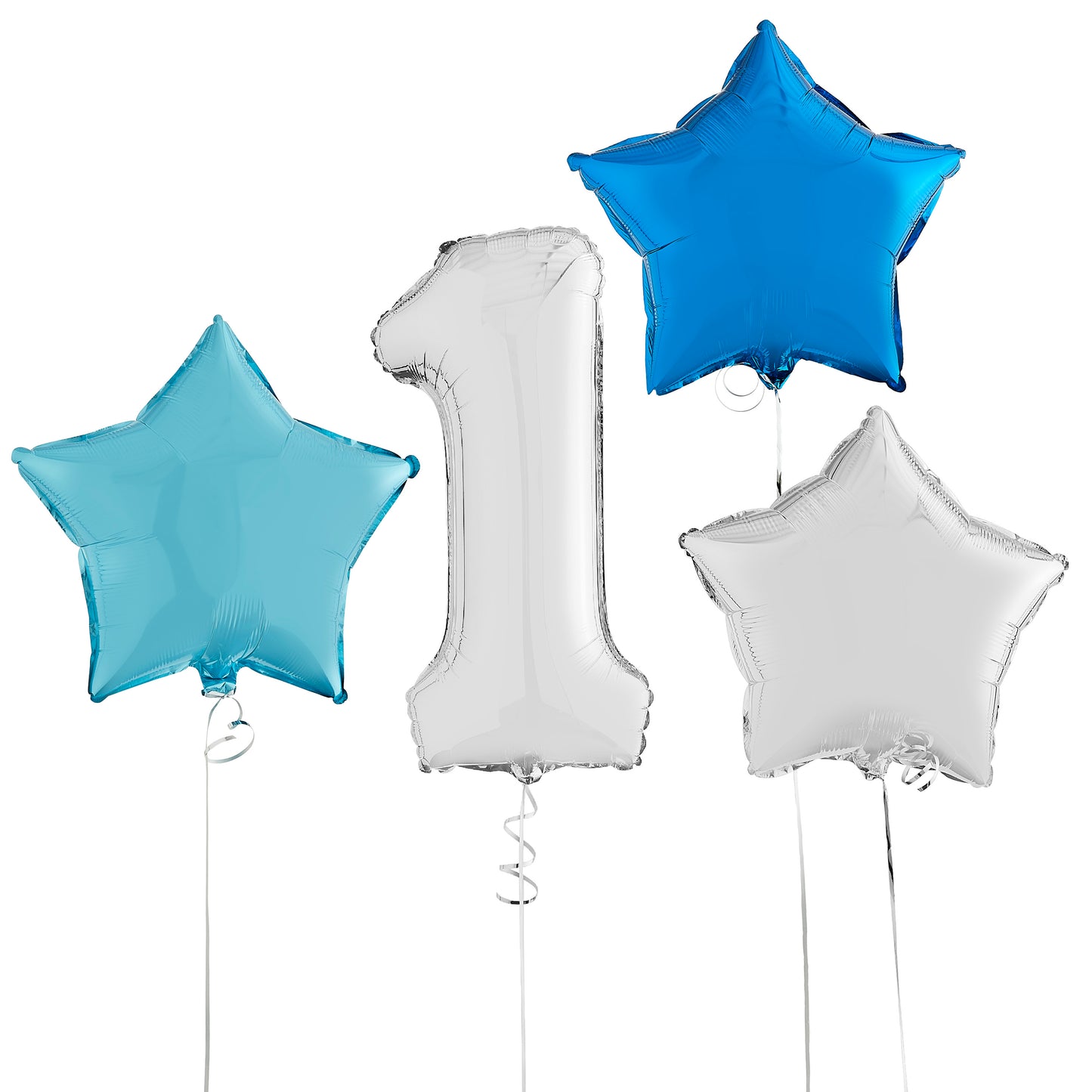 1st Birthday Silver Helium Balloons Deluxe Bunch Delivered