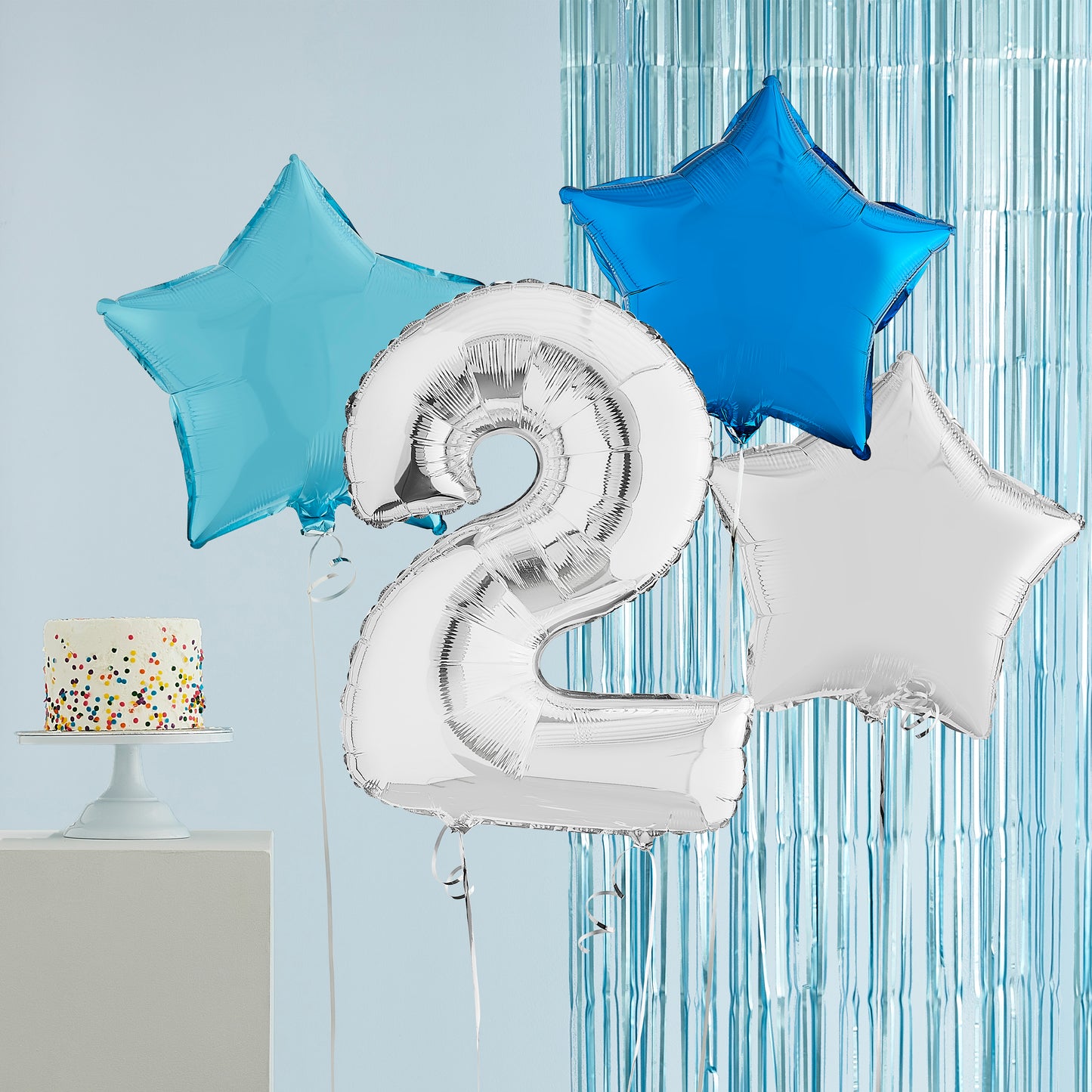 2nd Birthday Silver Helium Balloons Deluxe Bunch Delivered