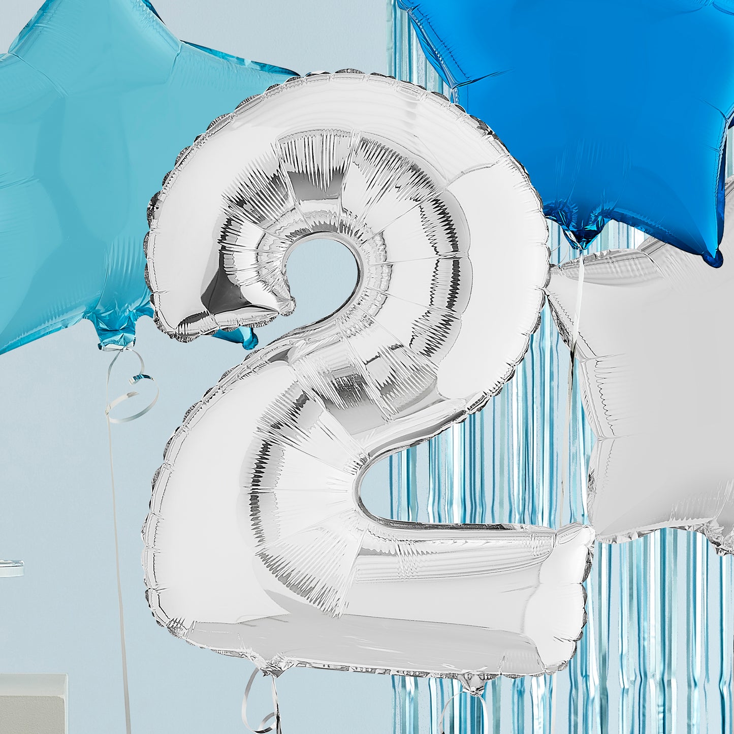2nd Birthday Silver Helium Balloons Deluxe Bunch Delivered