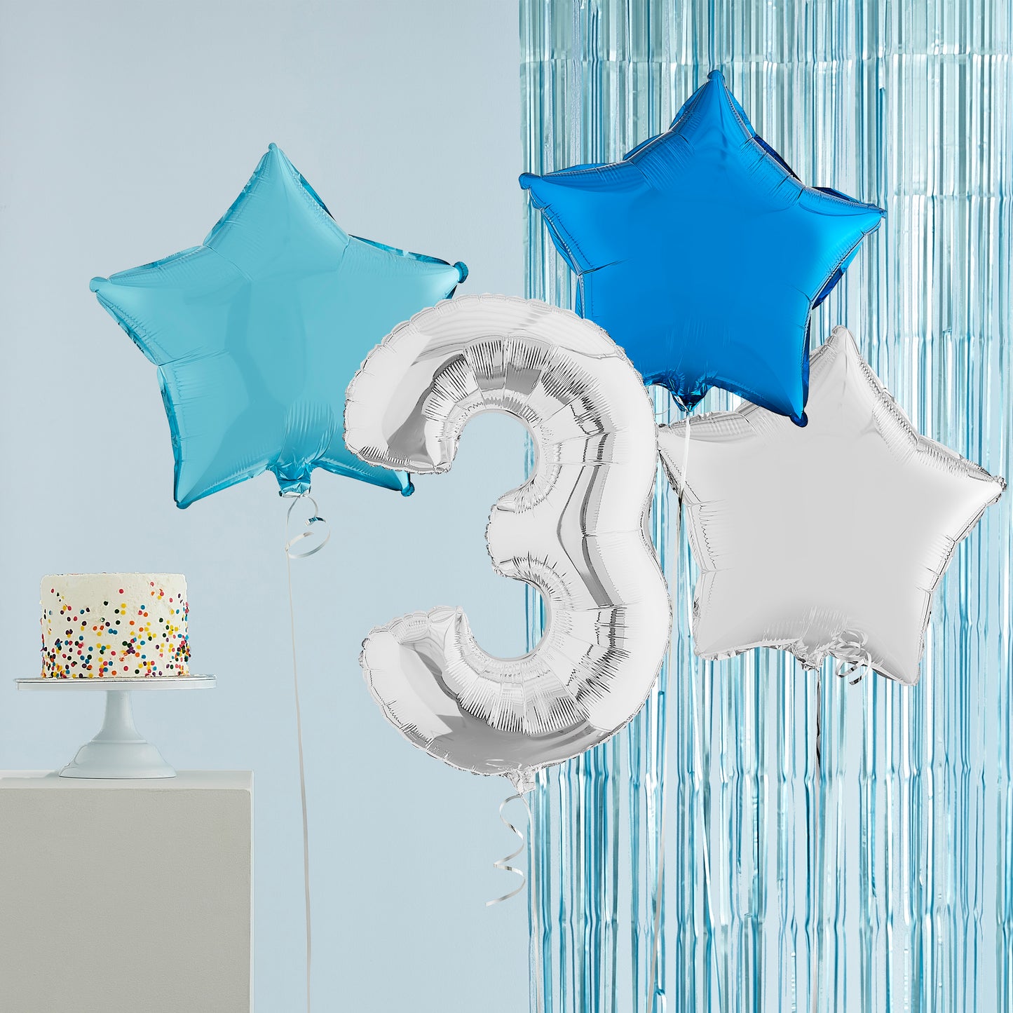 3rd Birthday Silver Helium Balloons Deluxe Bunch Delivered