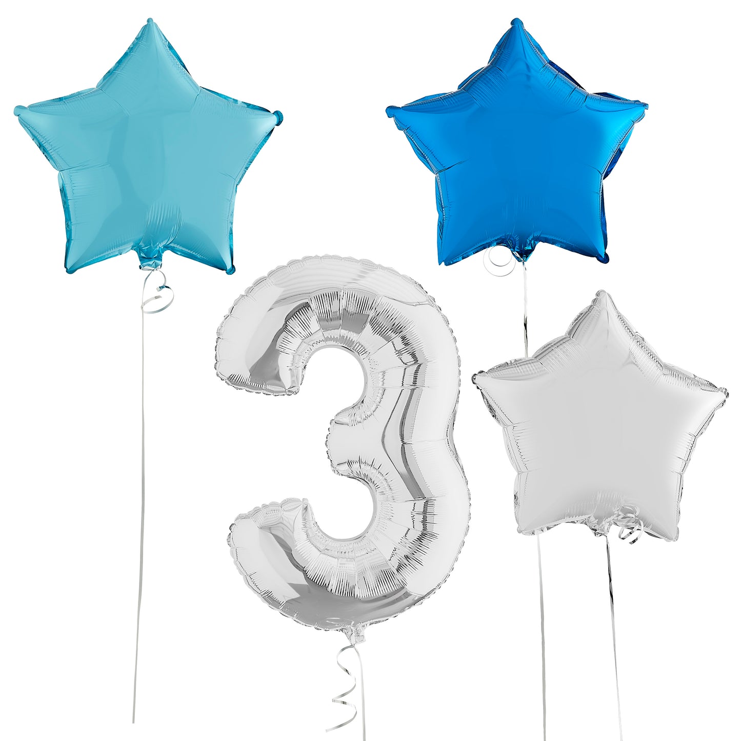 3rd Birthday Silver Helium Balloons Deluxe Bunch Delivered