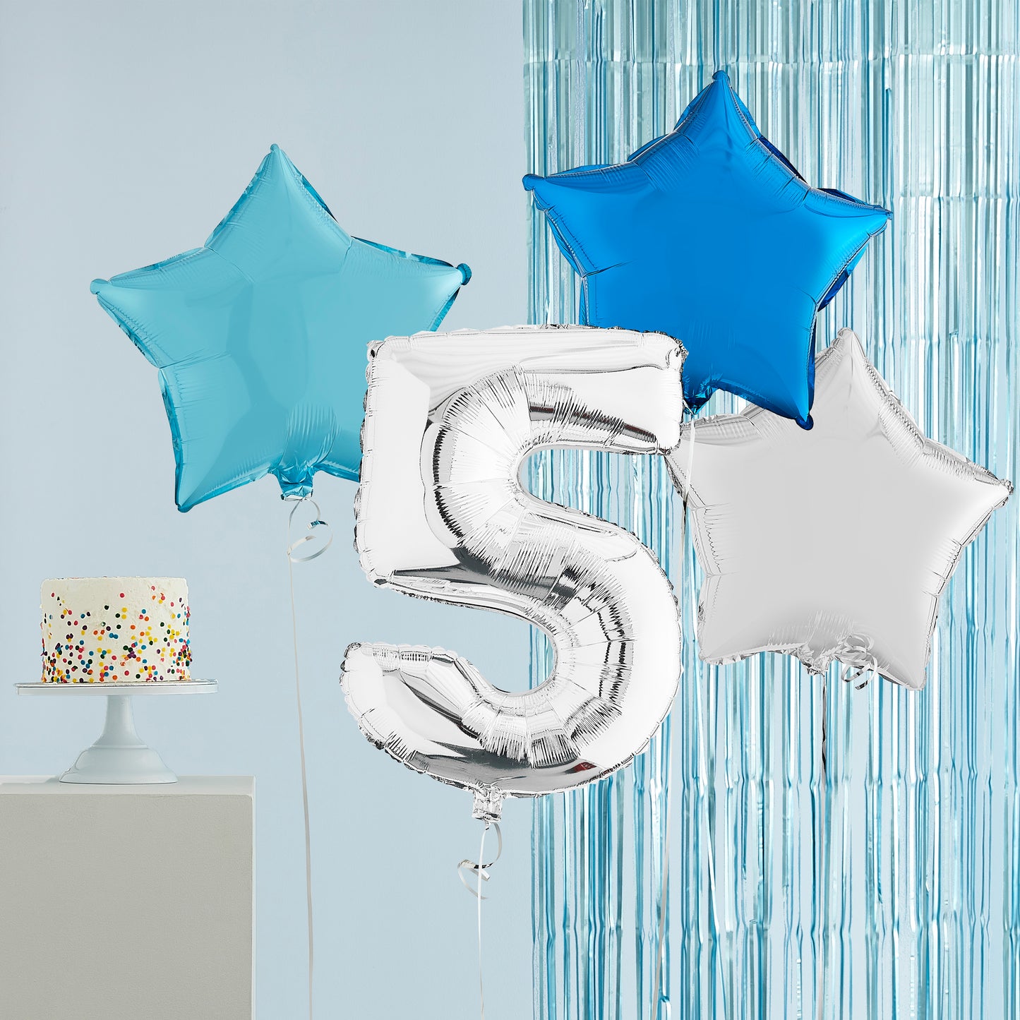 5th Birthday Silver Helium Balloons Deluxe Bunch Delivered
