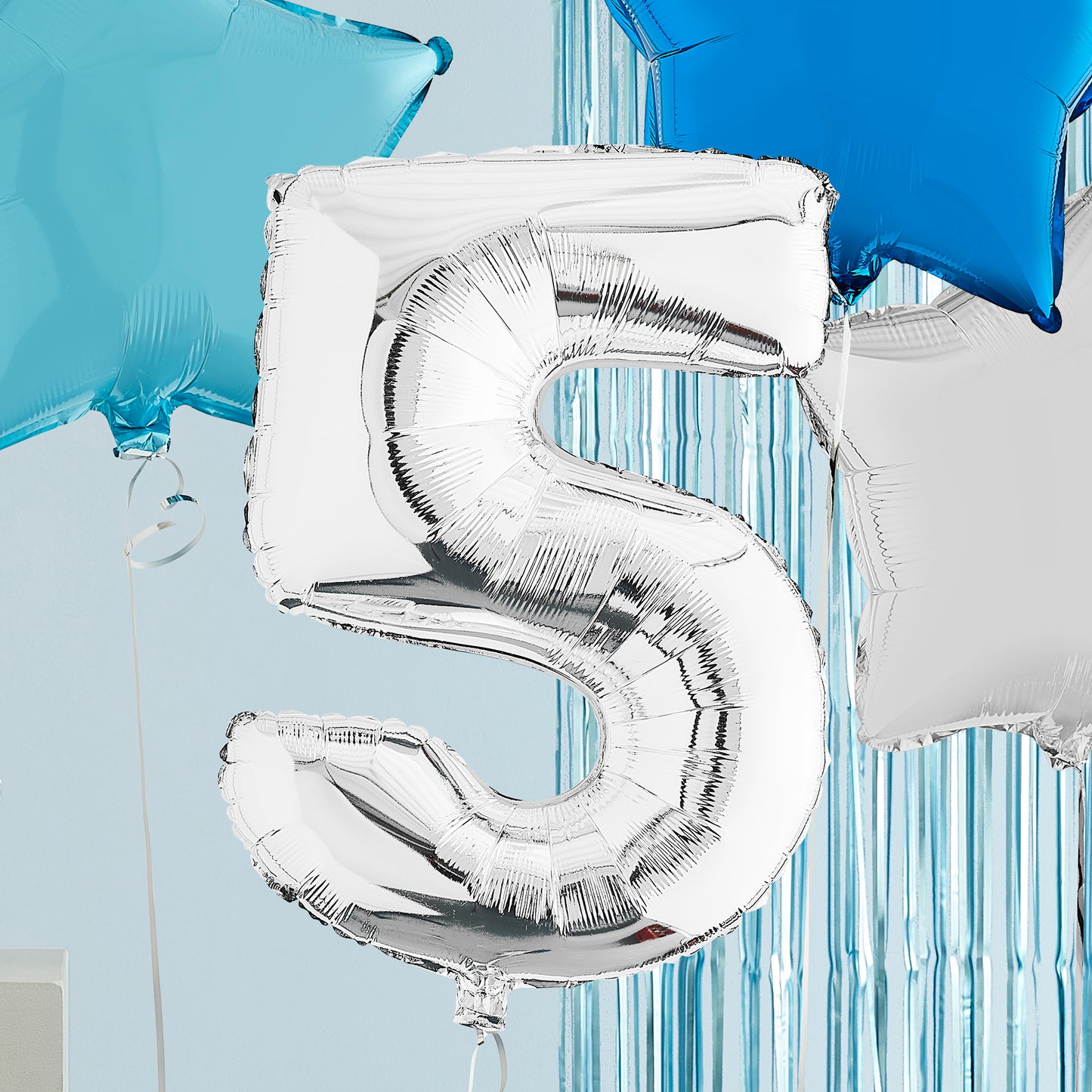 5th Birthday Silver Helium Balloons Deluxe Bunch Delivered