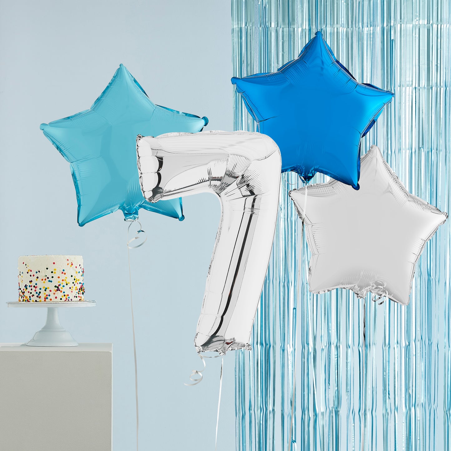 7th Birthday Silver Helium Balloons Deluxe Bunch Delivered