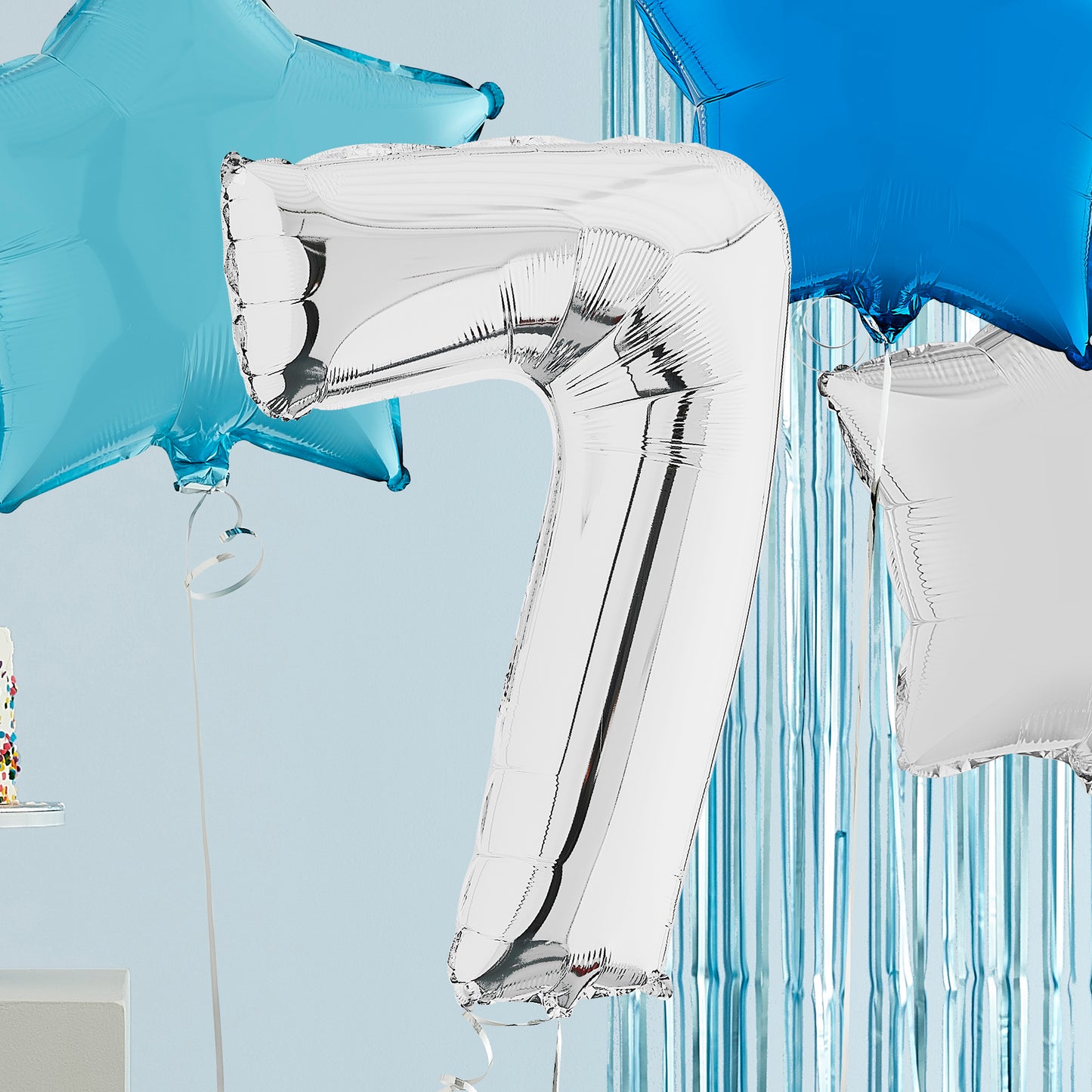 7th Birthday Silver Helium Balloons Deluxe Bunch Delivered