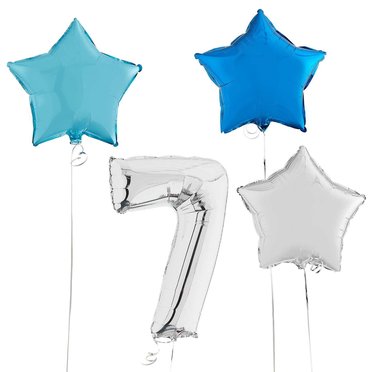 7th Birthday Silver Helium Balloons Deluxe Bunch Delivered