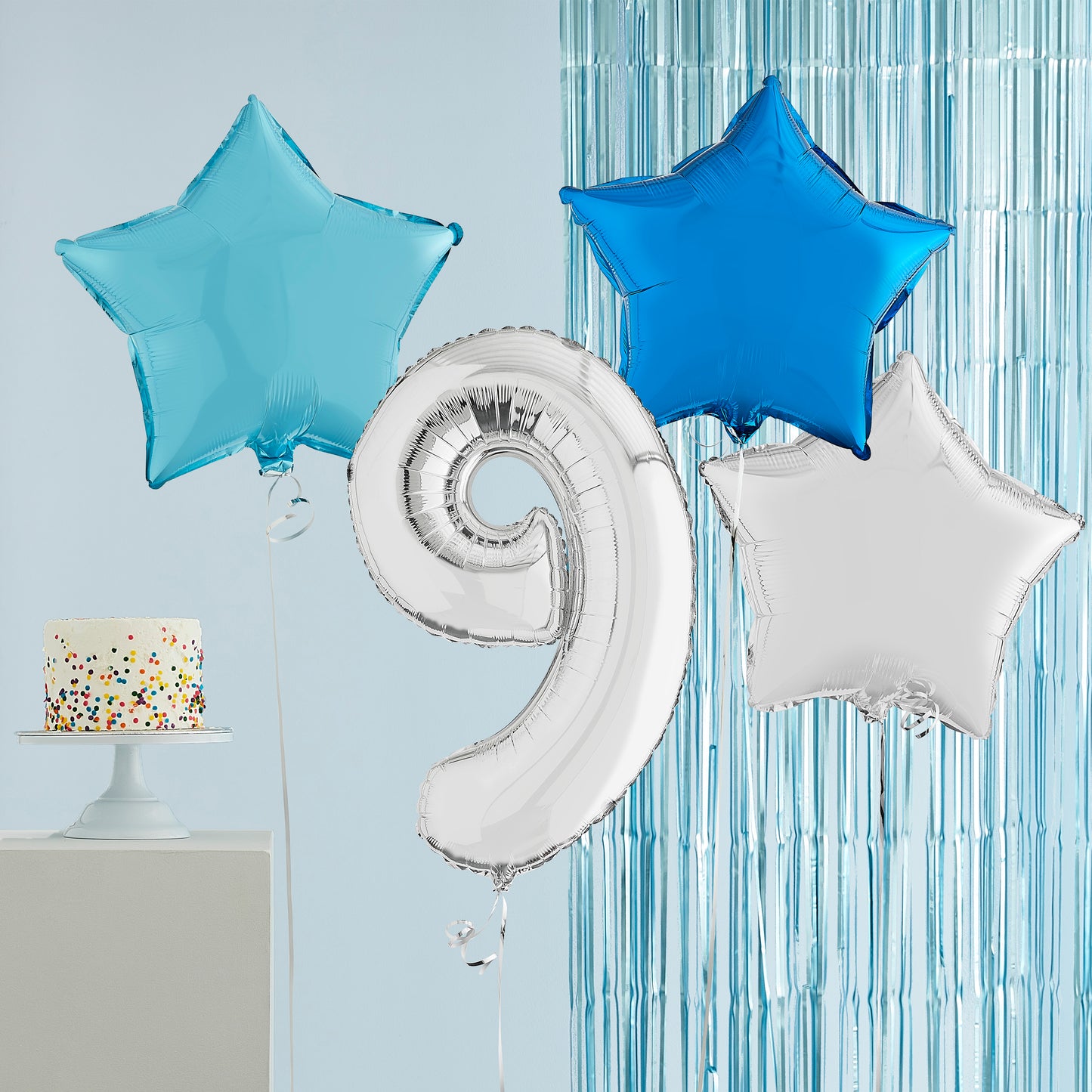 9th Birthday Silver Helium Balloons Deluxe Bunch Delivered
