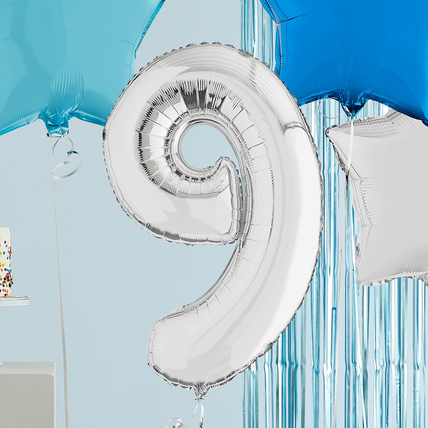 9th Birthday Silver Helium Balloons Deluxe Bunch Delivered